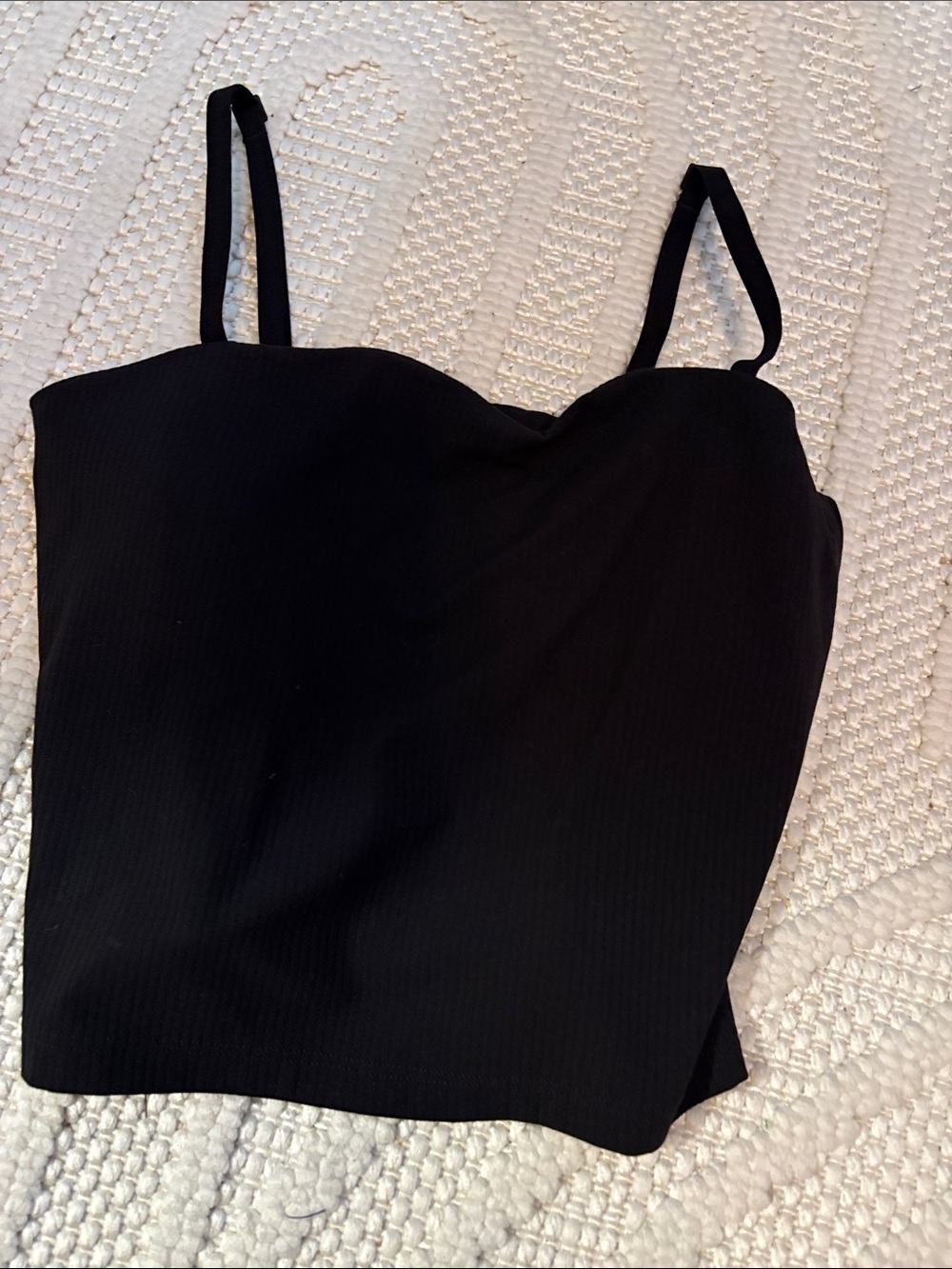 aerie Black Ribbed Sweetheart Neck Camisole